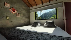 Beautiful double room of Riverside’s partner hotel in Jerico, Colombia